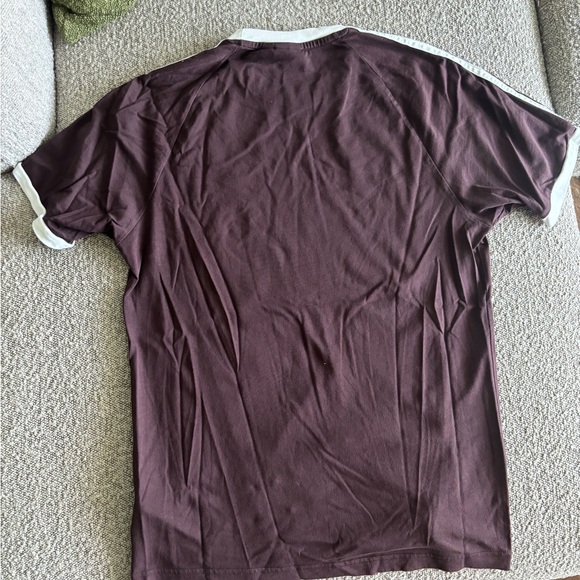 Adidas Men's Striped Brown T-Shirt - Picture 2 of 3